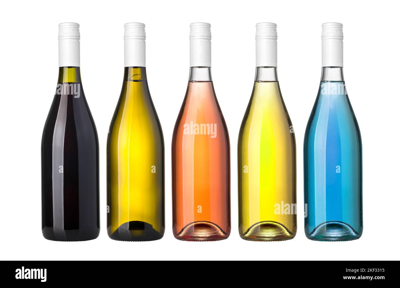 Set of wine bottles isolated on white background Stock Photo - Alamy