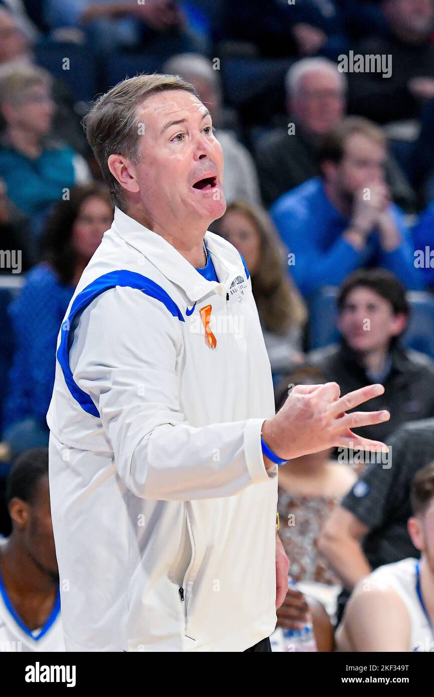 NOVEMBER 15, 2022: Saint Louis Billikens head coach Travis Ford calls a ...