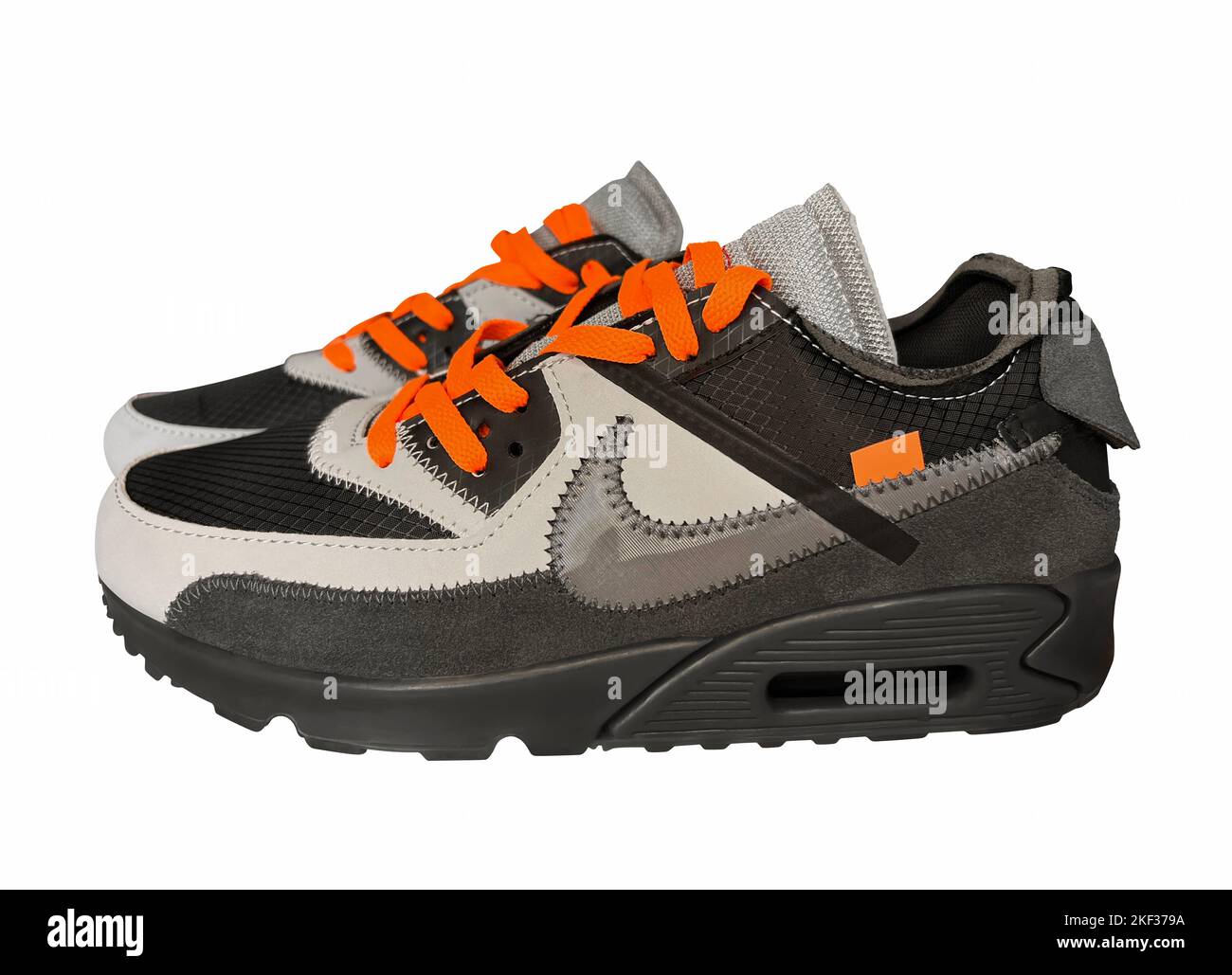 Almaty, Kazakhstan - November 12, 2022: Nike air max 90 adult's sport shoes. Sneakers isolated on white. Clipping Path included. Stock Photo