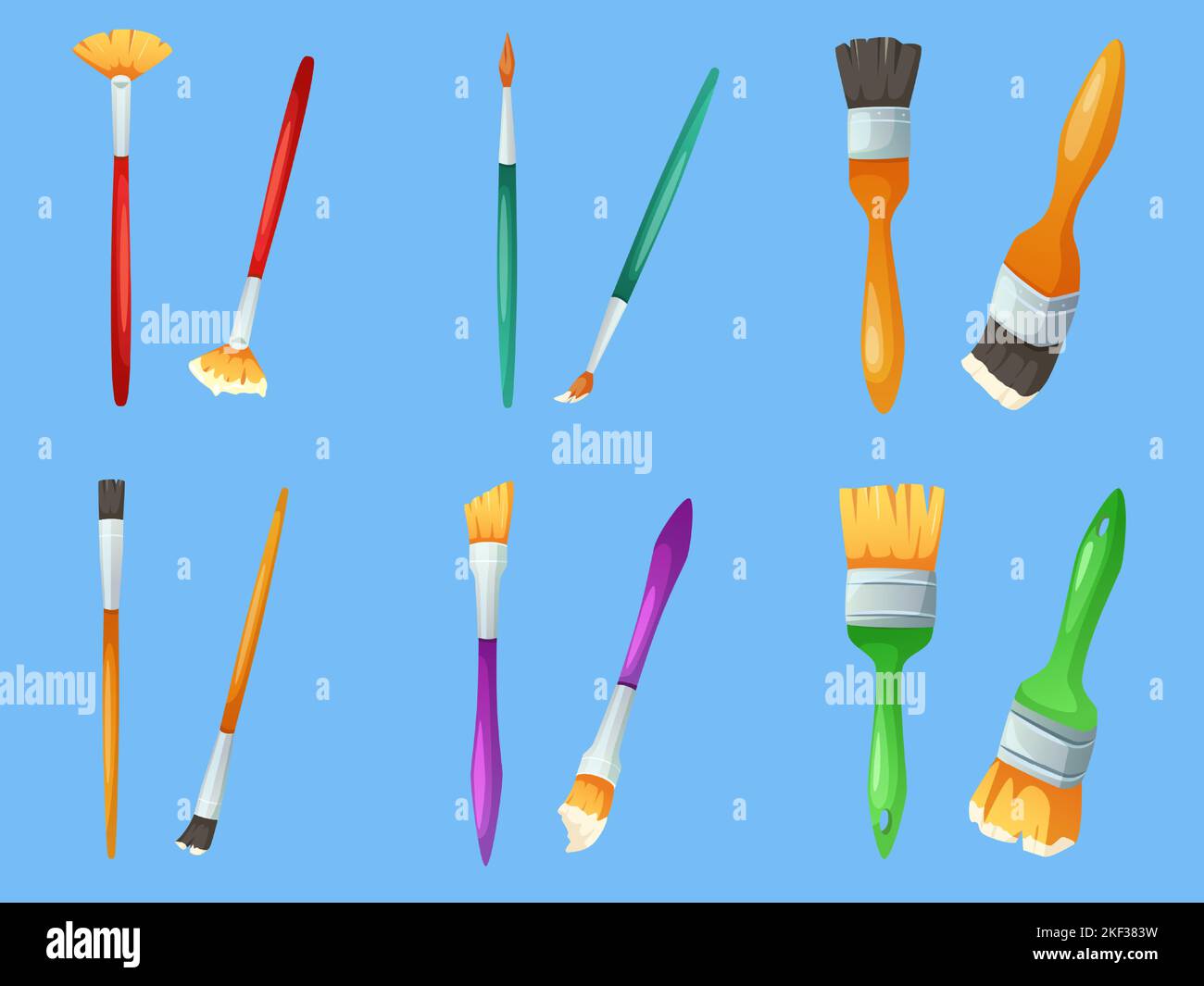 A set of different brushes for painting the landscape Stock Photo - Alamy