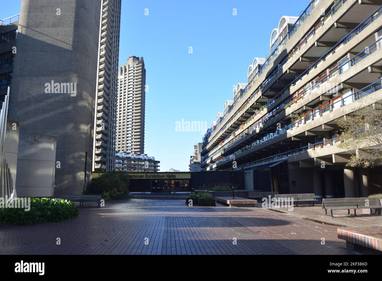 The Barbican Center in London is one of the most popular and famous examples of Brutalist architecture in the world. Stock Photo