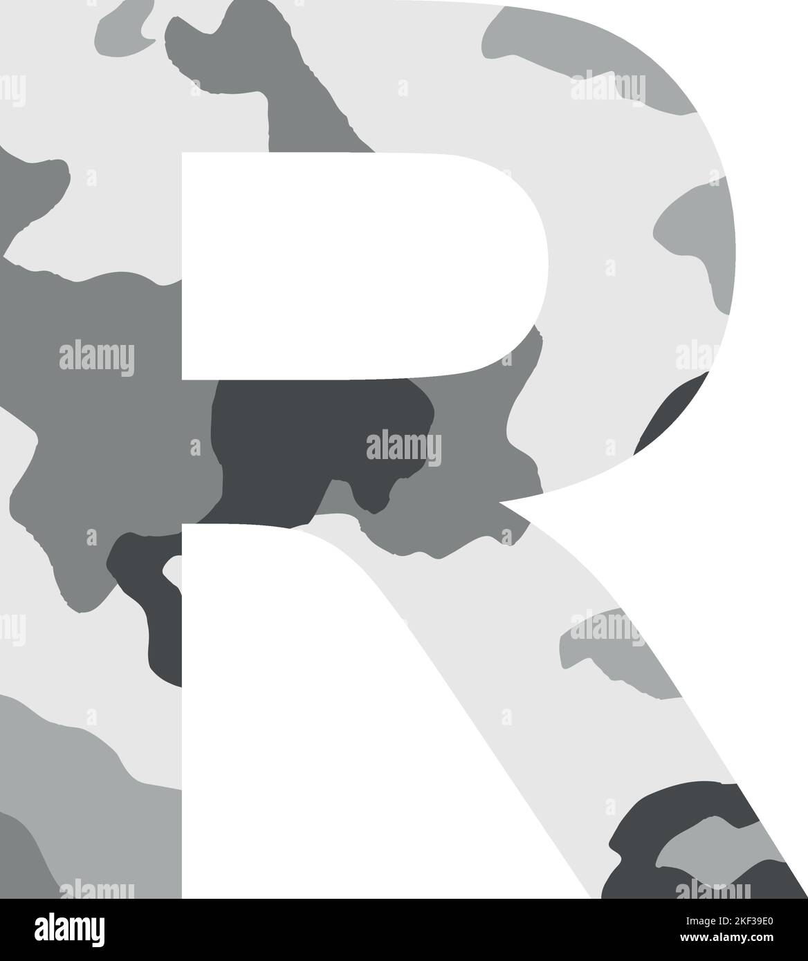 English alphabet letter R, khaki style isolated on white background ...