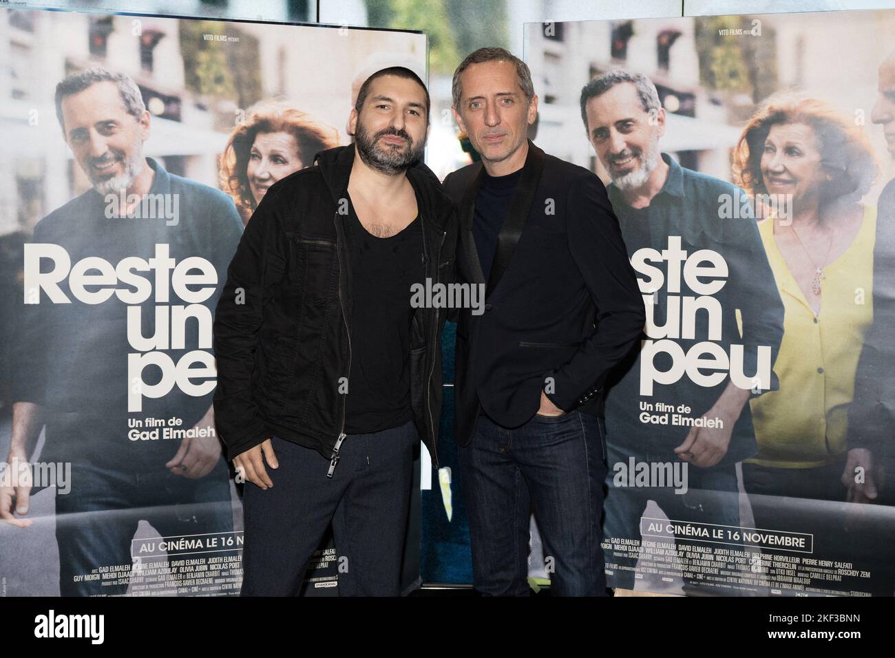 Ibrahim Maalouf and Gad Elmaleh attend the Reste Un Peu premiere at UGC
