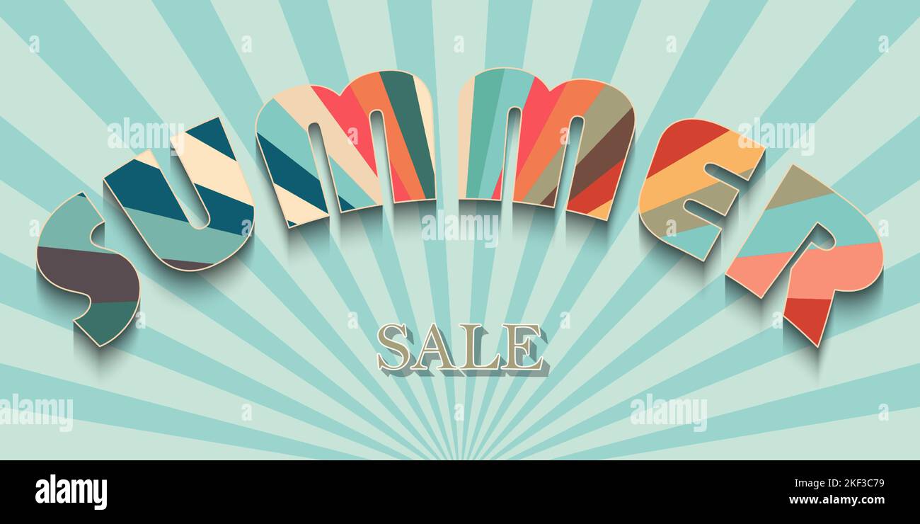 Retro style background with summer sale text effect vintage design Stock Vector