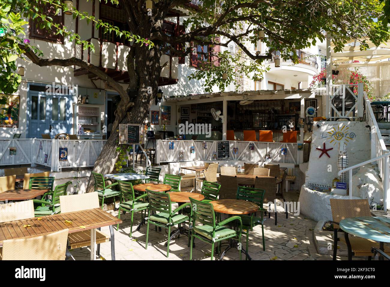 Kash, Turkey - November 14, 2022: Cafes and restaurants on the walking ...