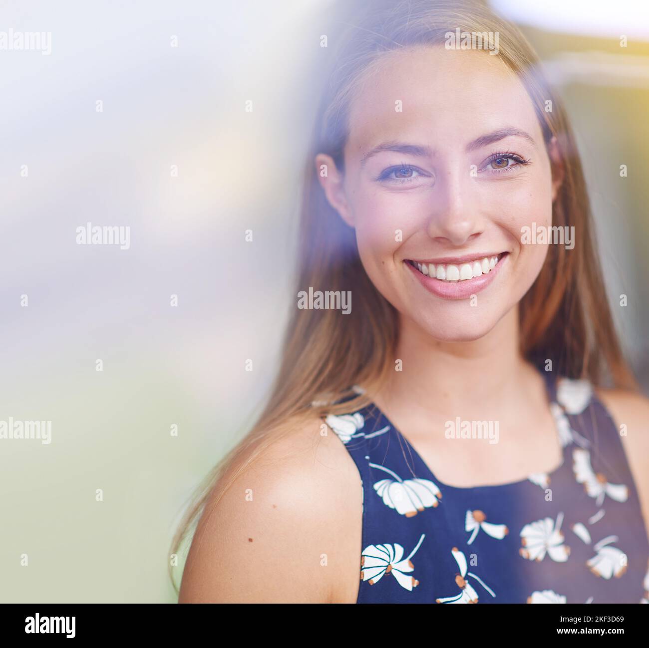 Happy girls are the prettiest. Portrait of a young woman at home Stock ...