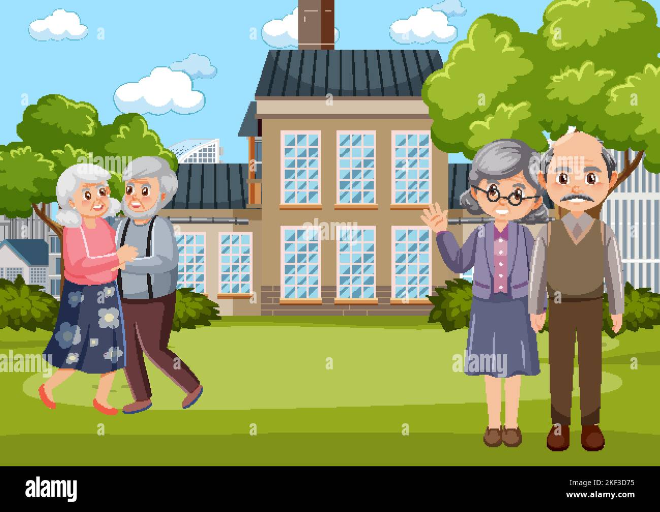 Outdoor park with elderly people illustration Stock Vector Image & Art ...