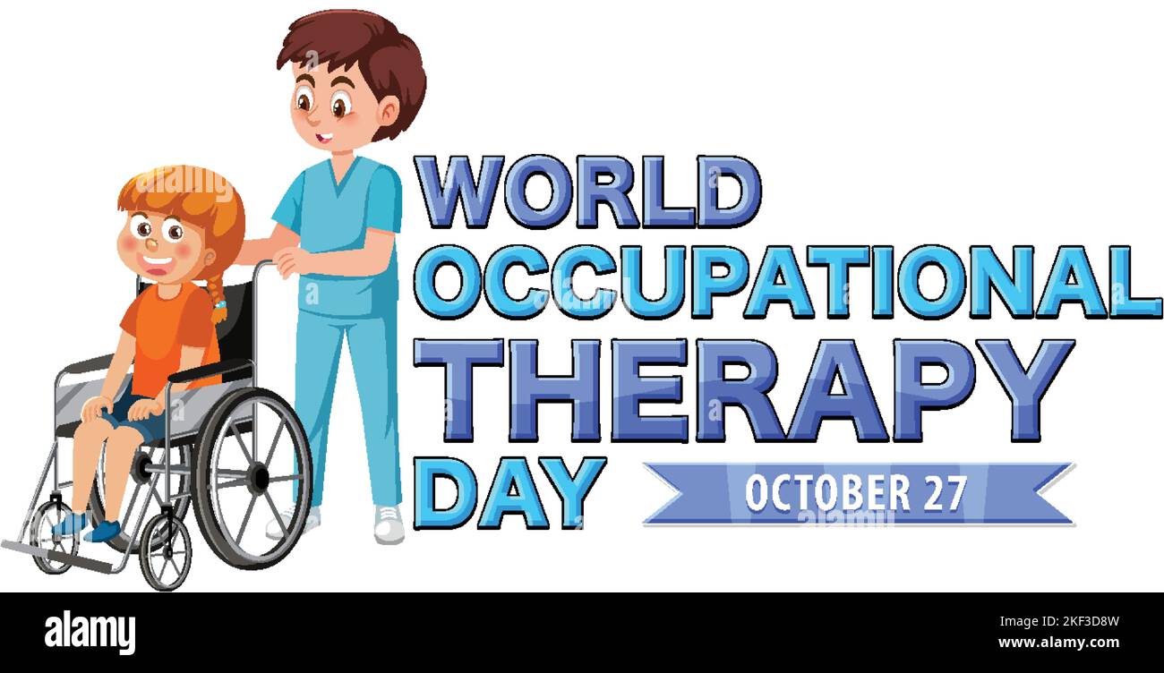 World occupational therapy day text banner design illustration Stock