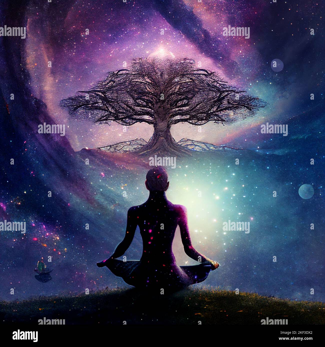 Tree Spirit Meditation, ecology reflection, human and tree intertwined ...
