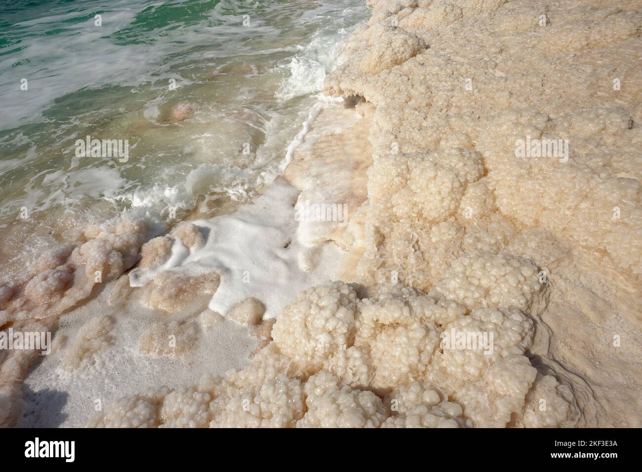 The Dead Sea, Jordan. Nothing alive exists in the Dead Sea. Over 400 metres below sea level. Stock Photo