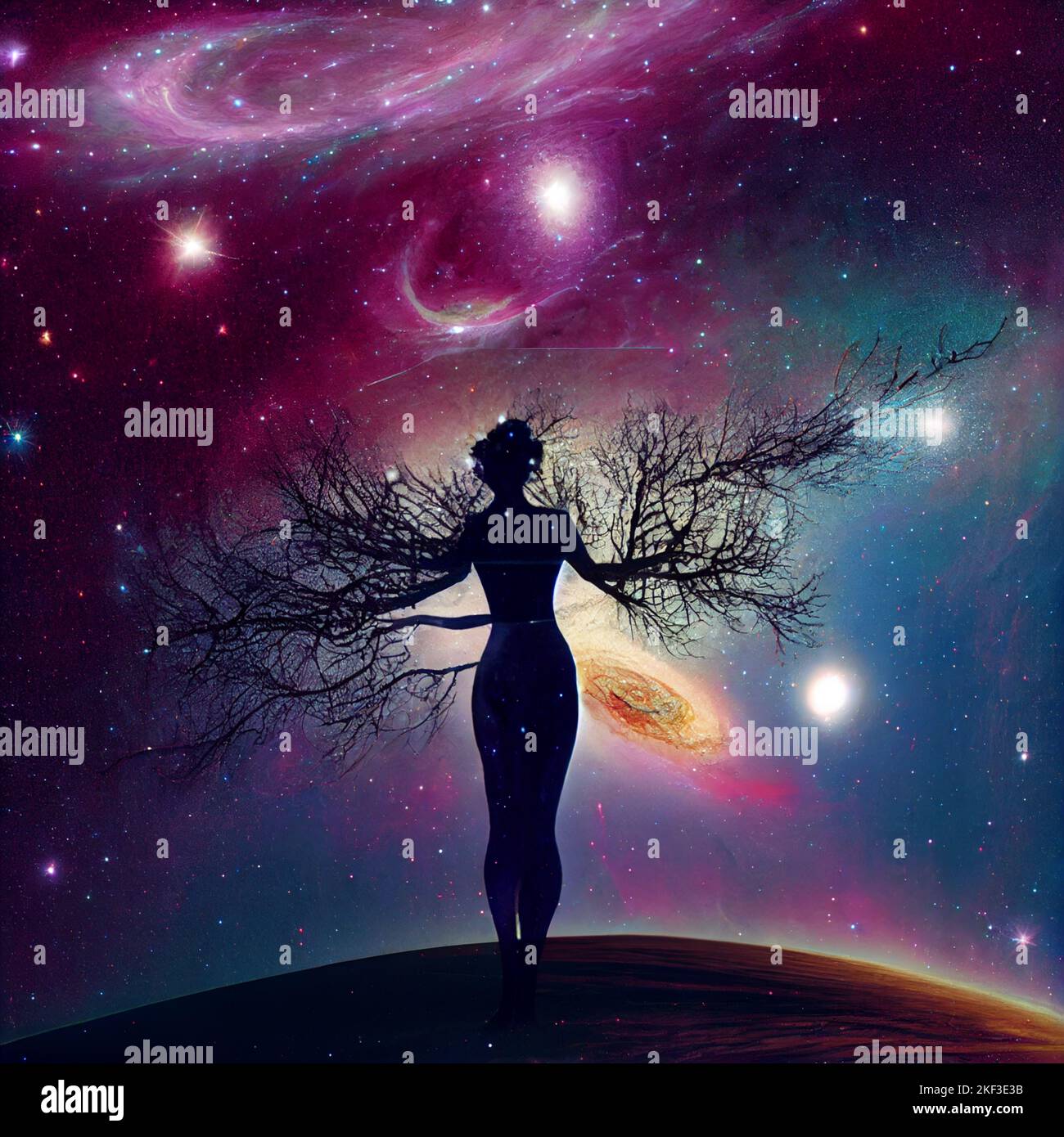 Tree Spirit Meditation, ecology reflection, human and tree intertwined ...