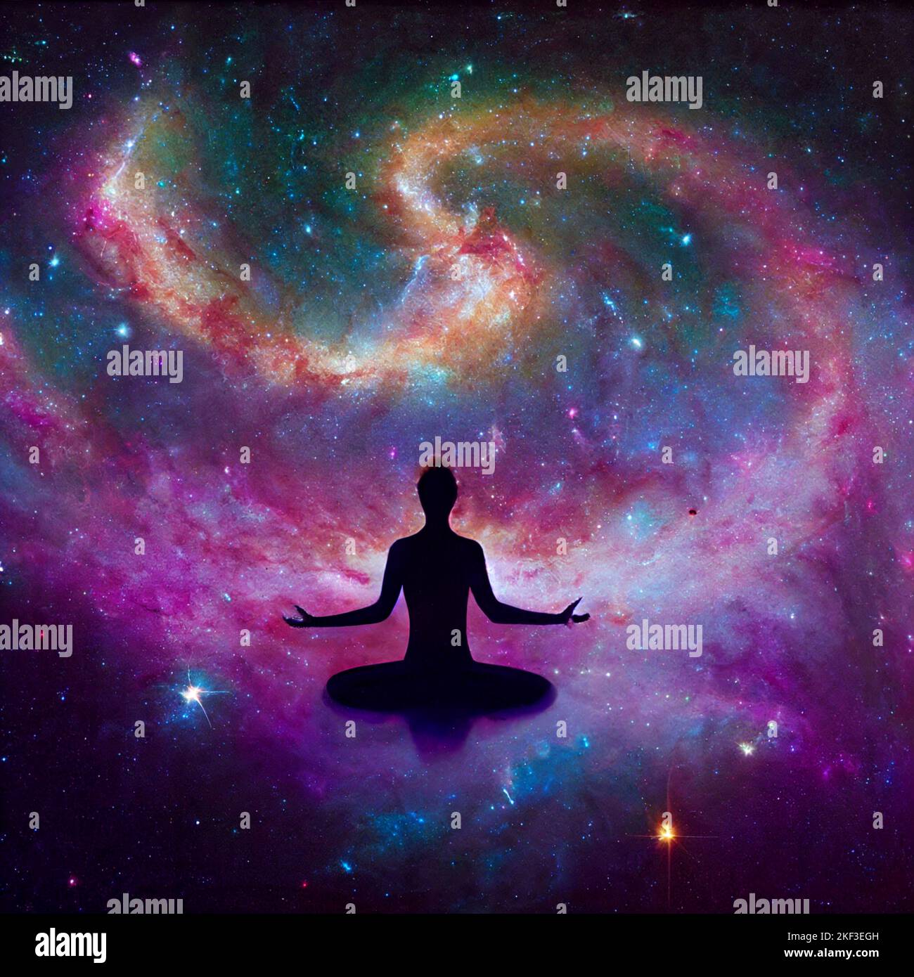 Meditating In The Universe Representing The Tranquility And Serenity Of  The Human Being By Generative AI Stock Photo Picture And Royalty Free  Image Image 205516368