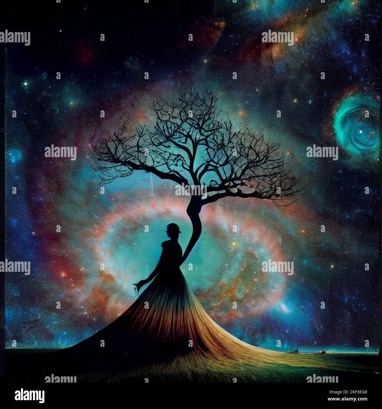 Tree Spirit Meditation, ecology reflection, human and tree intertwined ...