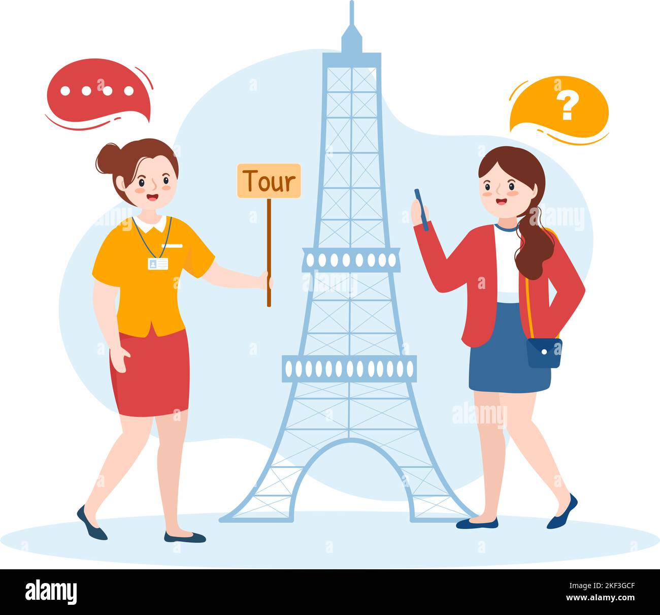 Travel Guide and Tour with Showing Interesting Places to Group of Tourist for Planning Vacation in Flat Cartoon Hand Drawn Templates Illustration Stock Vector