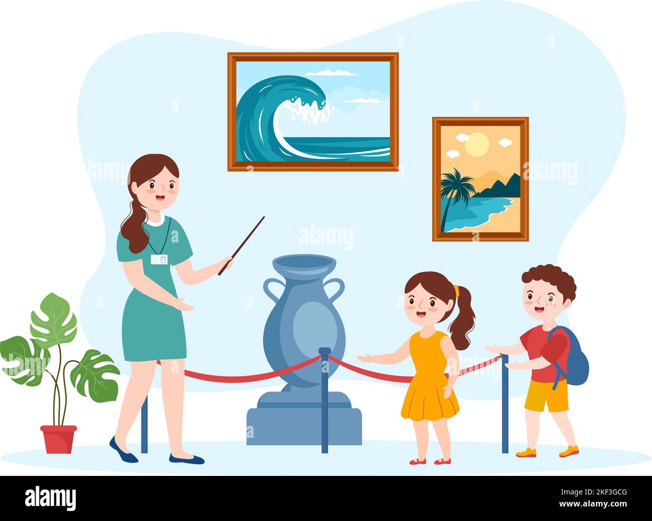 Travel Guide and Tour with Showing Interesting Places to Kids or Tourist for Planning Vacation in Flat Cartoon Hand Drawn Templates Illustration Stock Vector