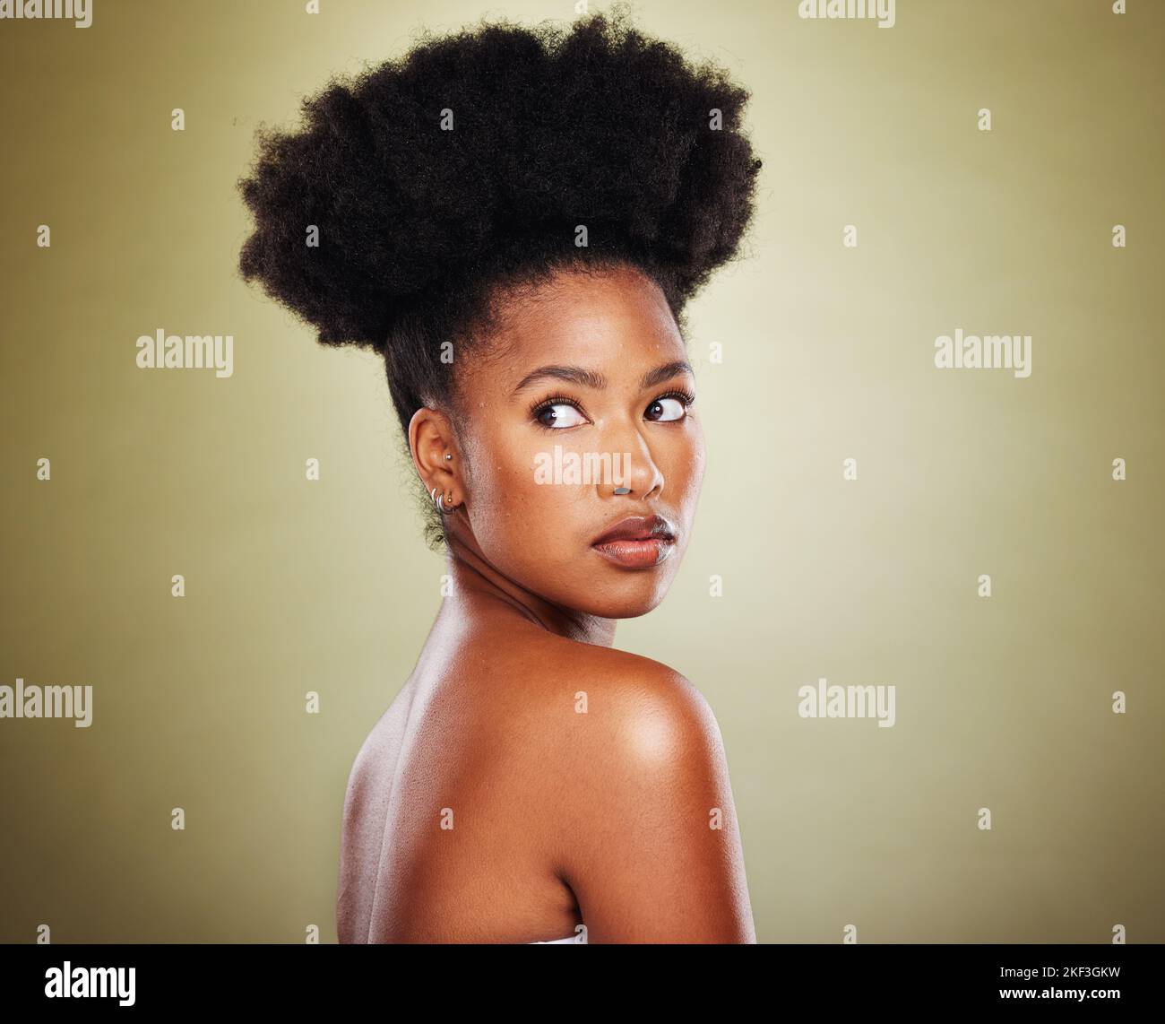 African, cosmetics and black woman with a glow from skincare