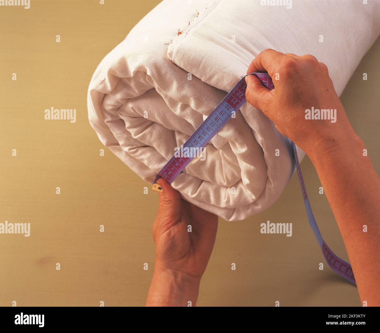 Measuring the diameter of the bolster Stock Photo Alamy