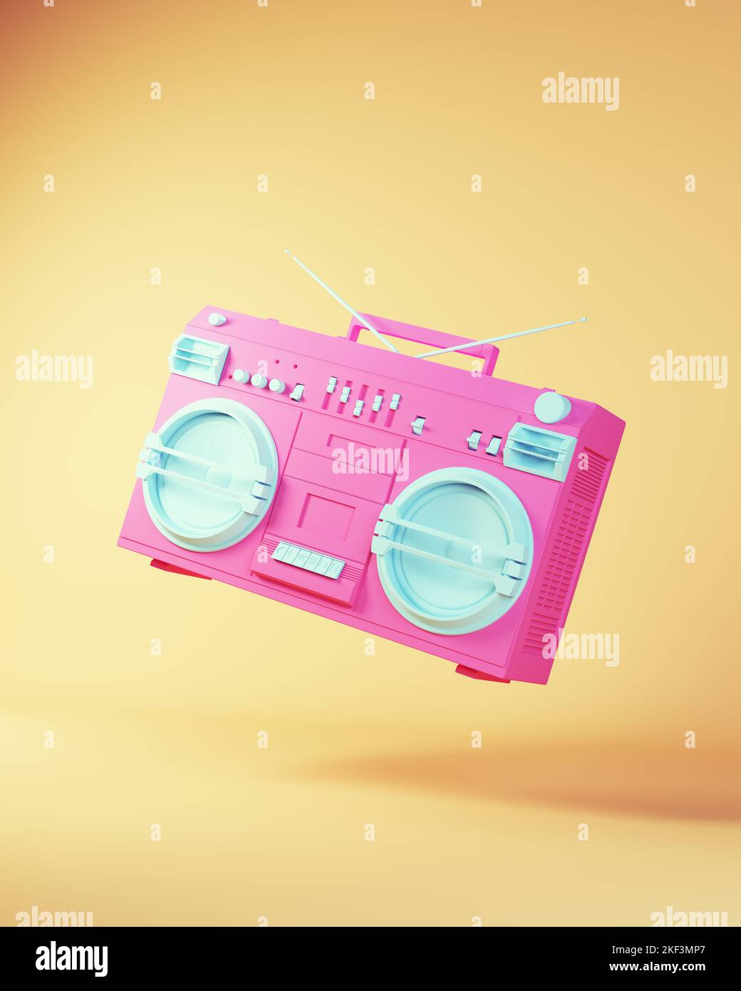 Pink Blue Boombox Vintage 80's Style Bright Vivid Colour Pallet Music