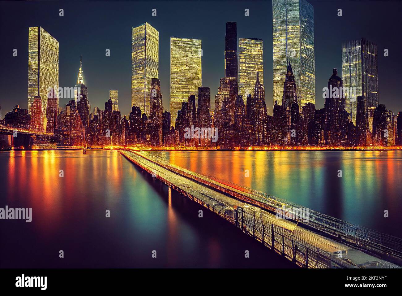 New York city skyline at night Stock Photo Alamy