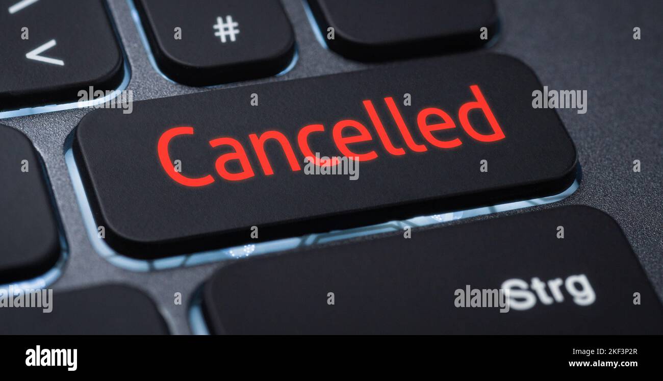 Illuminated keyboard with a labeled key Cancelled Stock Photo Alamy