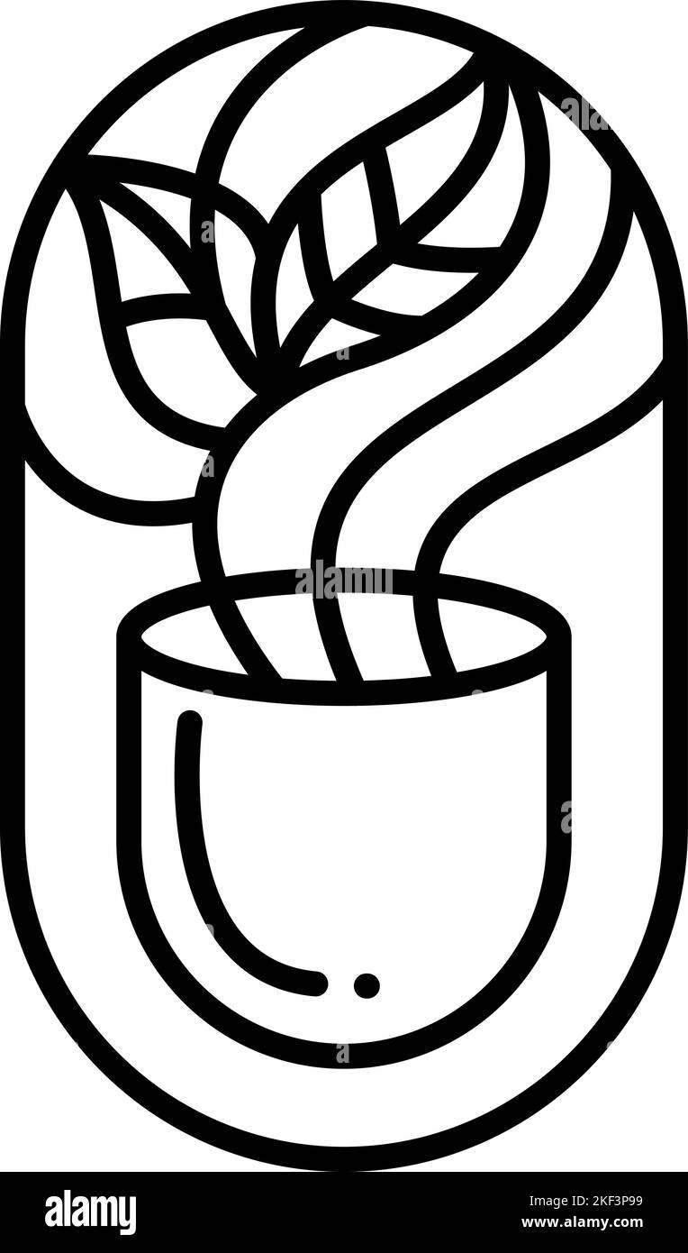 Vector cup of Tea and tree Leaves for Cafe or Farm Product Label Eco ...