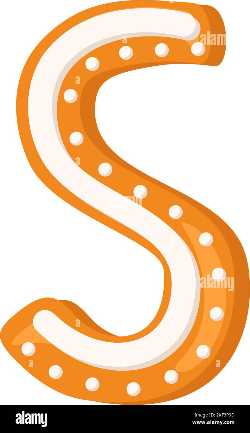 Letter S made from glazed gingerbread. Festive font, symbol of Happy ...