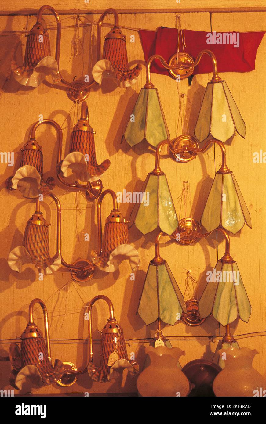 A selection of wall mounted glass lamps Stock Photo Alamy