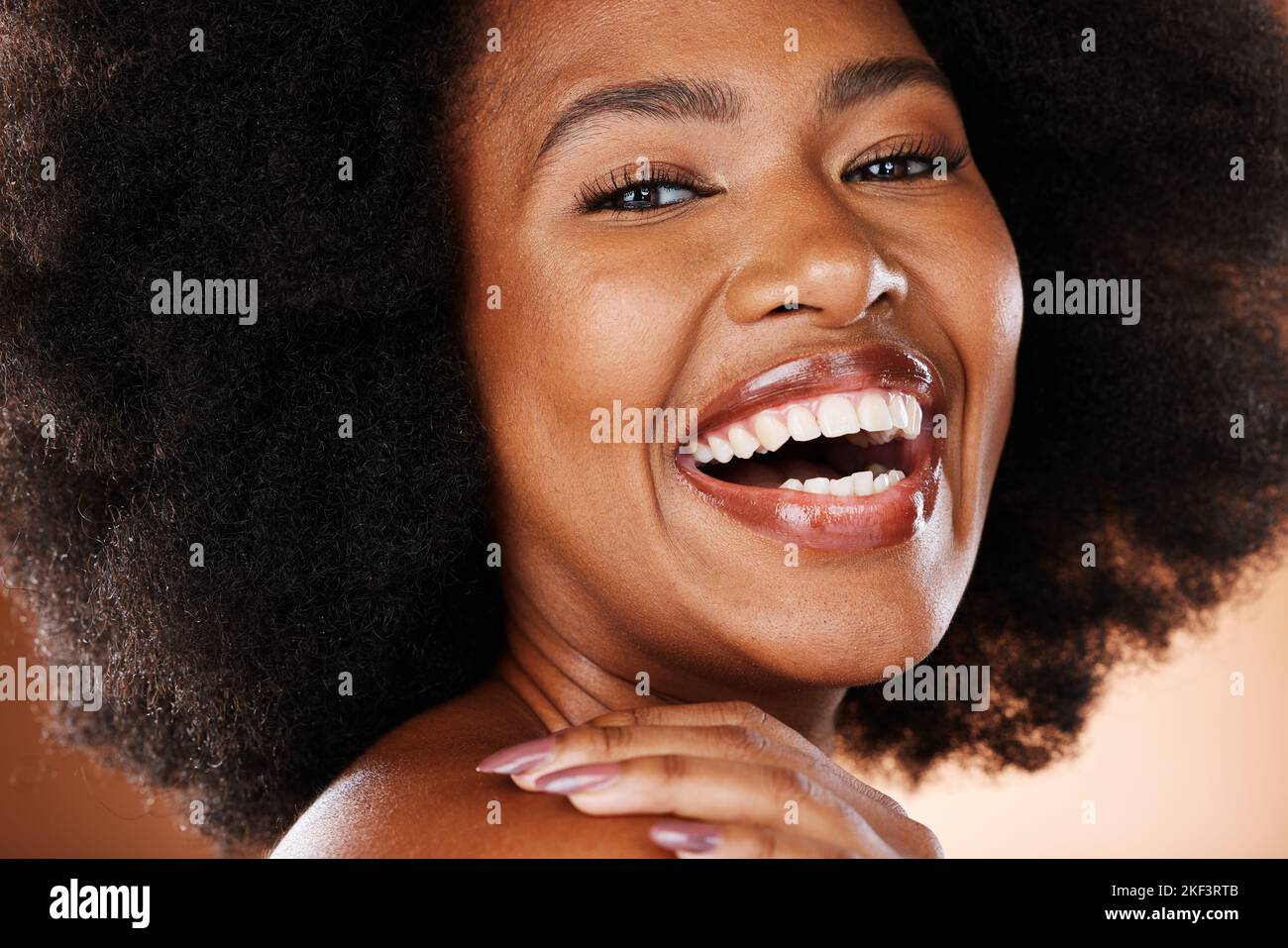 Beauty, face and black woman with makeup and natural cosmetics portrait ...