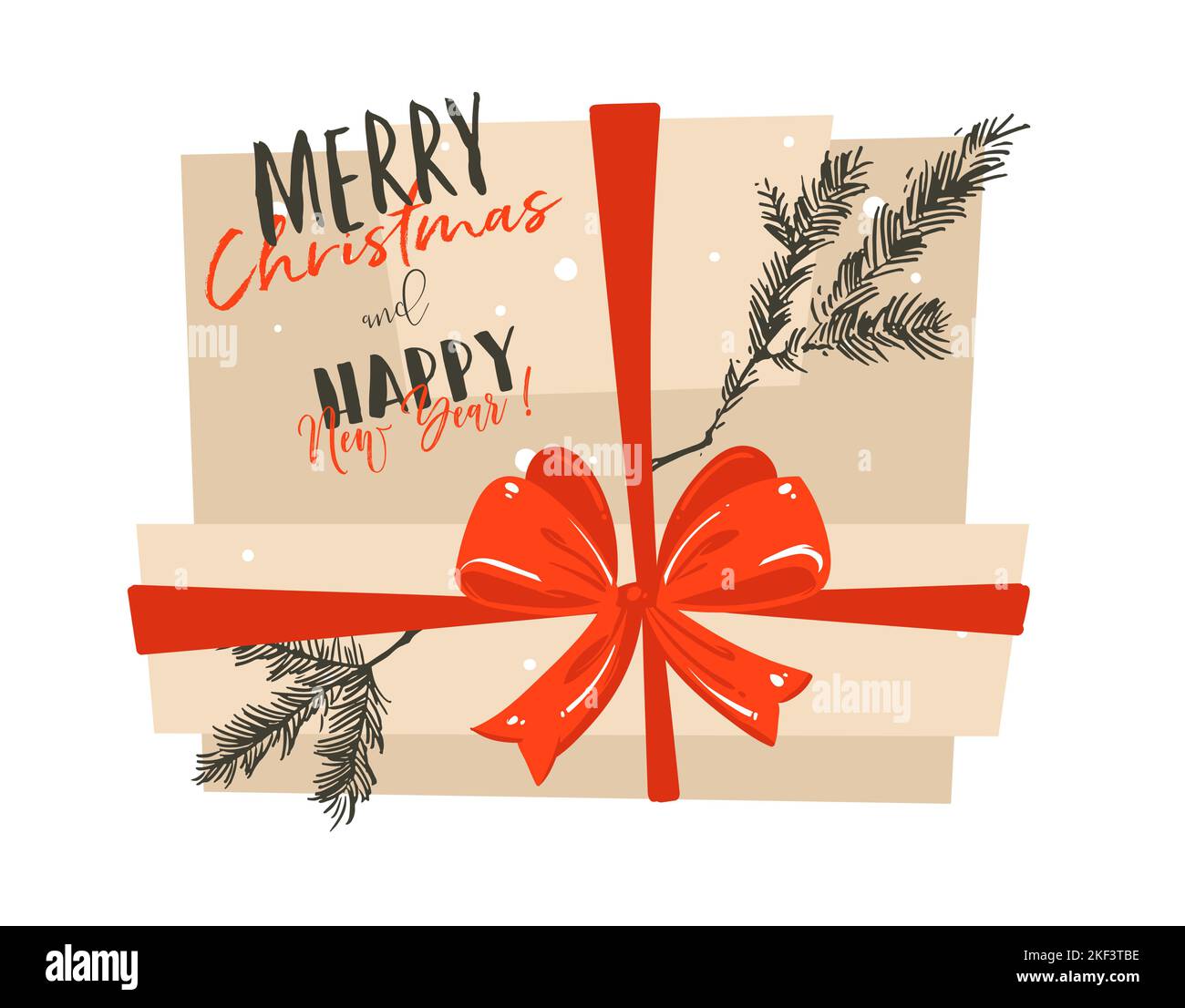 Hand drawn vector abstract Merry Christmas and Happy New Year time ...