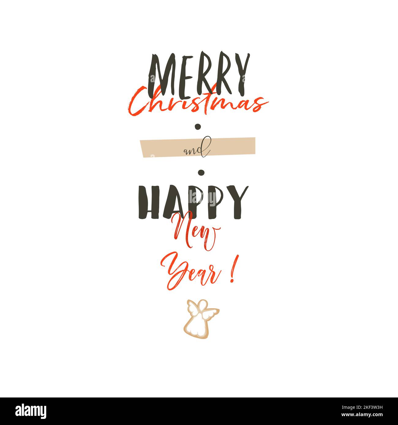 Hand drawn vector abstract Merry Christmas and Happy New Year time ...