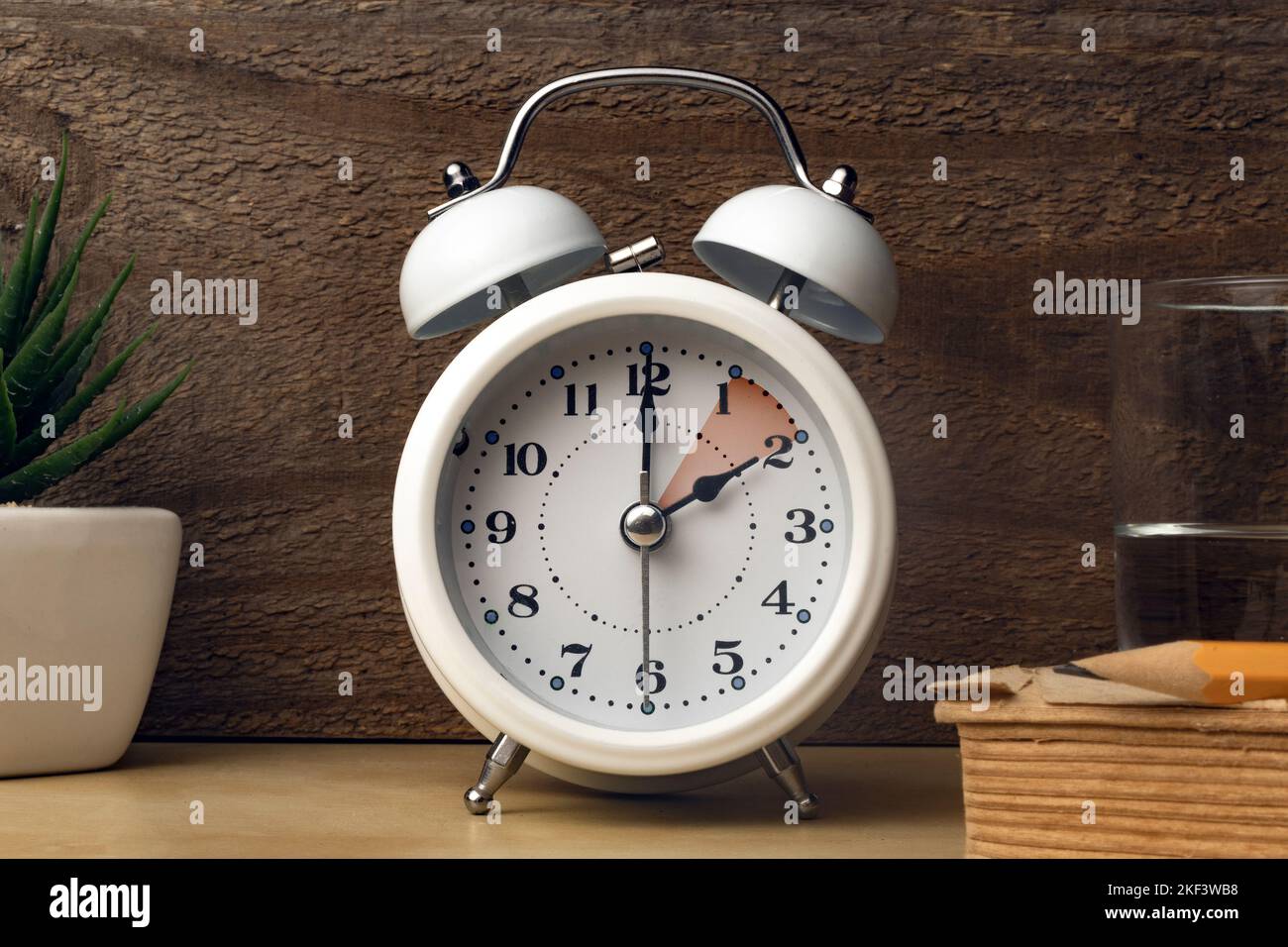 Daylight saving time concept an alarm clock placed on a bedside table