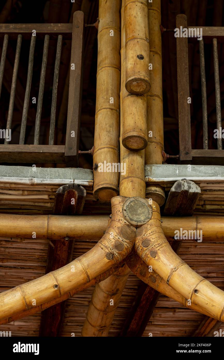Detail of a bamboo Construction in Colombia, Manizales, Caldas, Antioquia, South America Stock Photo
