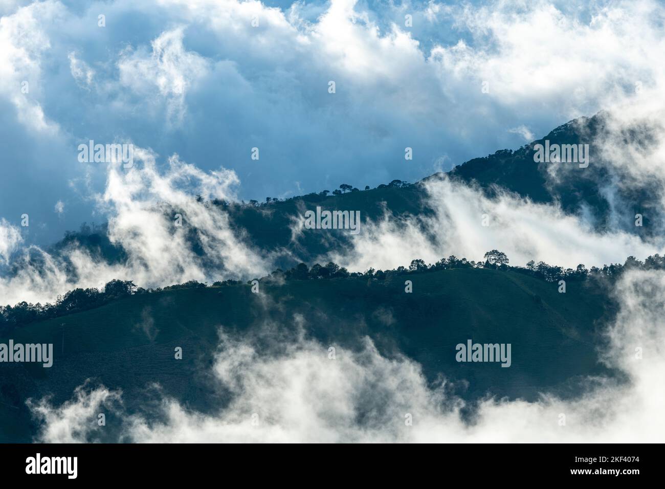 Scenic view of Andes mountains in a cloudy day, Manizales, Caldas, Antioquia, Colombia - stock photo Stock Photo