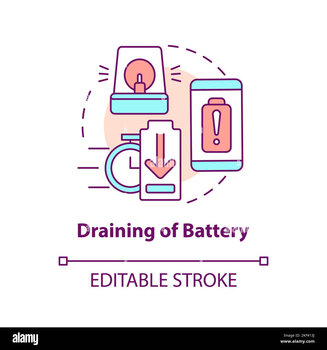 Draining of battery concept icon Stock Vector
