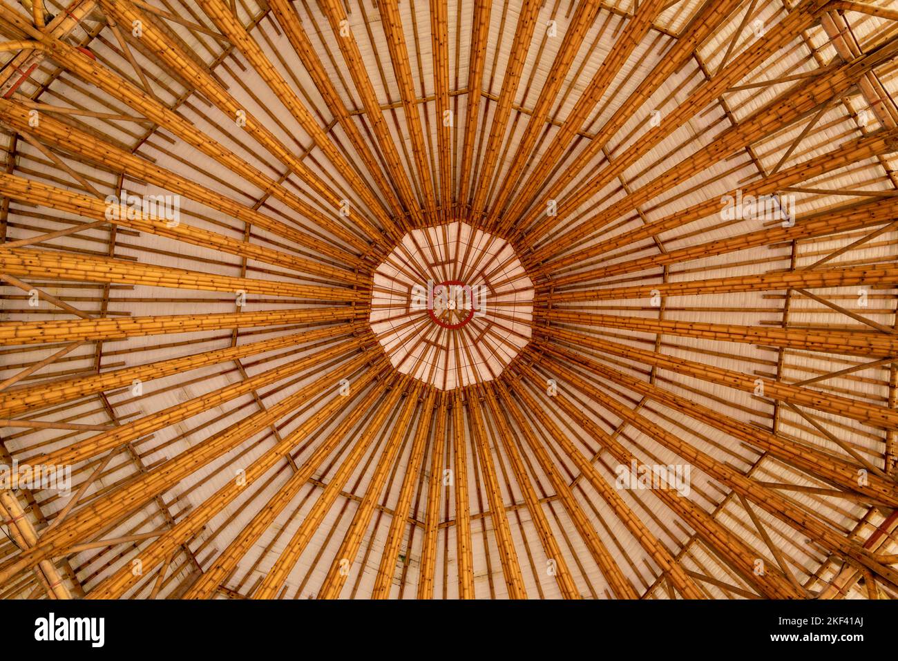 Detail of a bamboo  roof construction in Colombia, Manizales, Caldas, Antioquia, South America Stock Photo