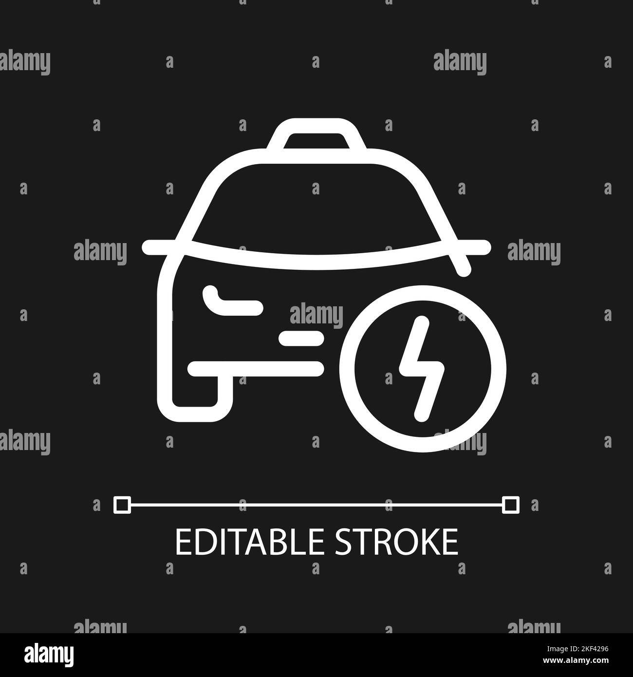 Taxi and lightning pixel perfect white linear ui icon for dark theme ...