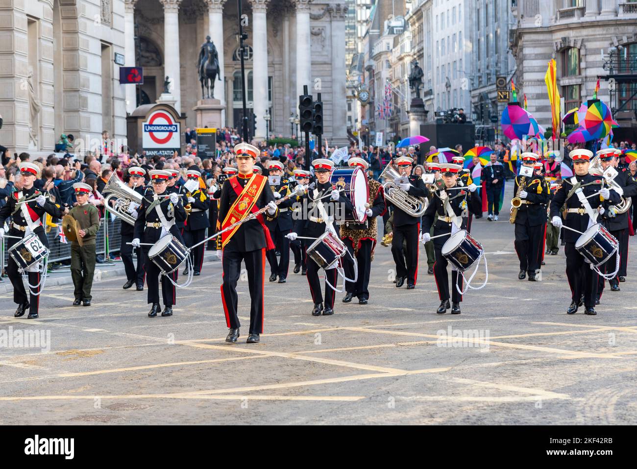 SURBITON RBL YOUTH MARCHING BAND at the Lord Mayor's Show parade in the City of London, UK Stock Photo