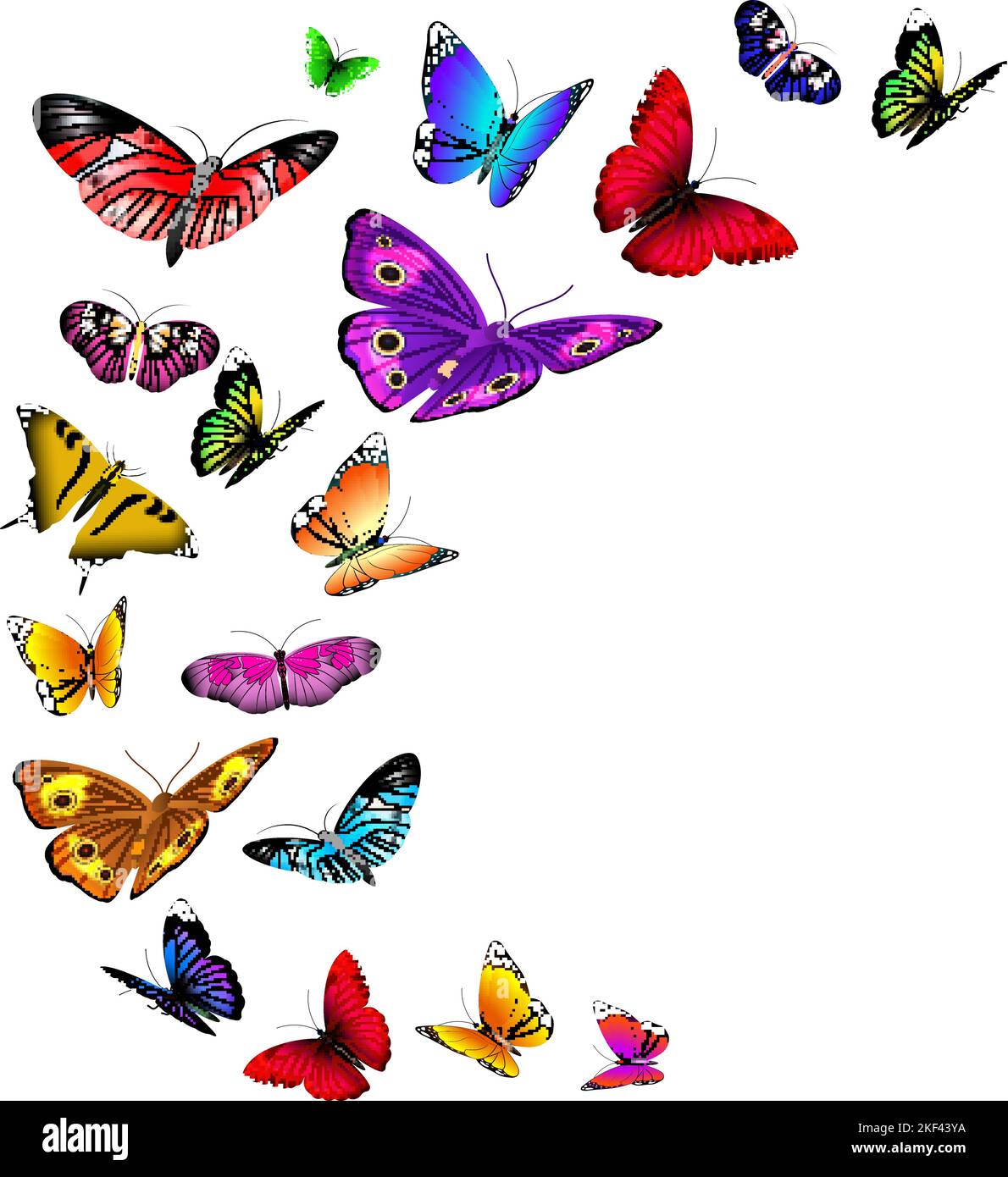 Flying butterflies background. Wild summer insects flow Stock Vector ...