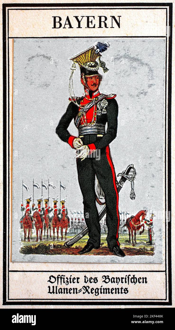 German uniforms of the 19th century, lines cavalry Bavaria, officer