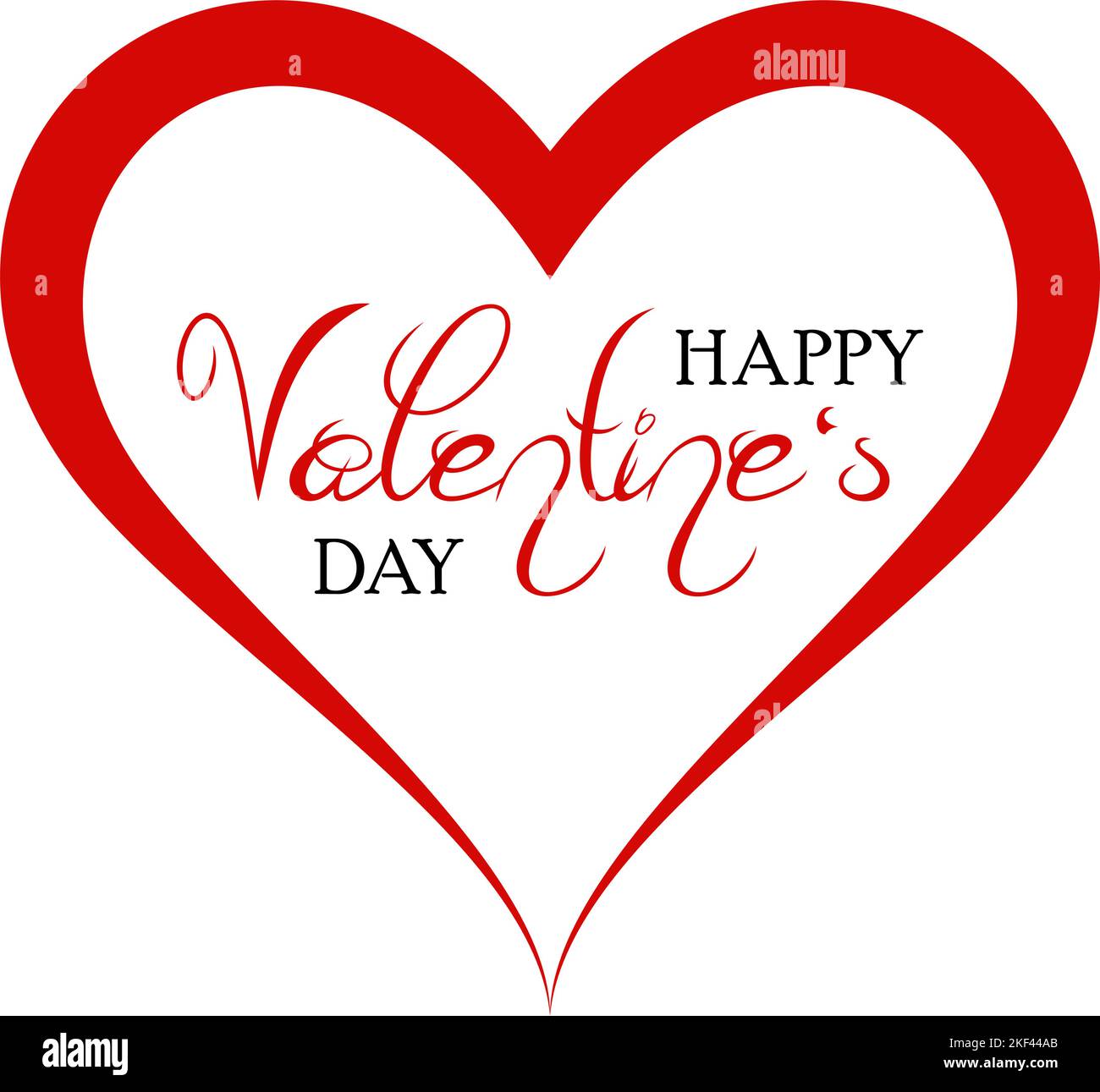 Happy Valentines Day Vector lettering with red Heart. White back ...