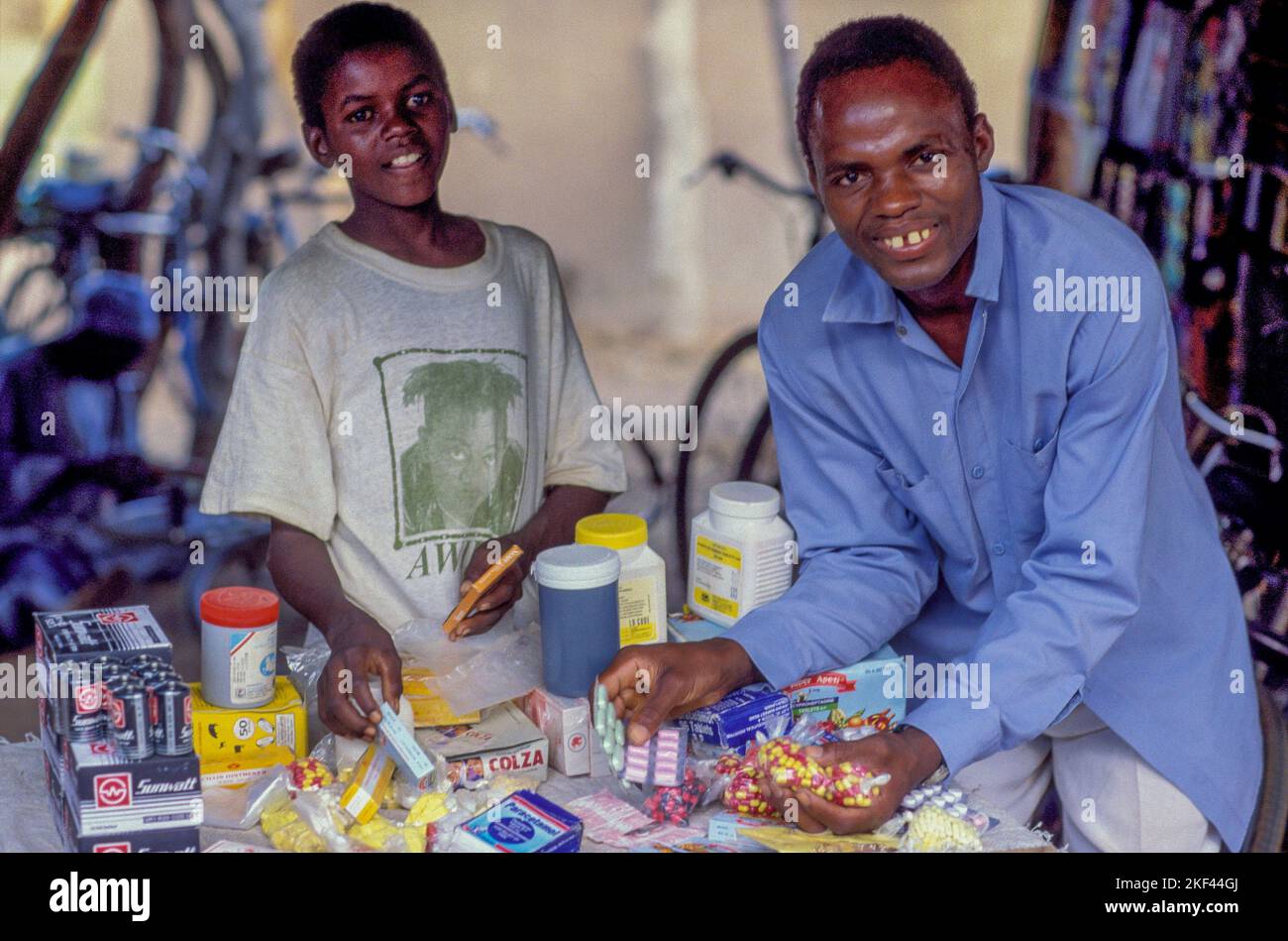 Burkina Faso, Fada. Vendor of medicines. Stock Photo