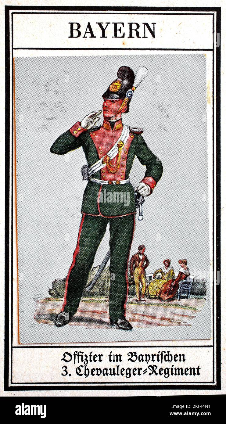 German uniforms of the 19th century, lines cavalry Bavaria, officer in the Bavarian 3rd