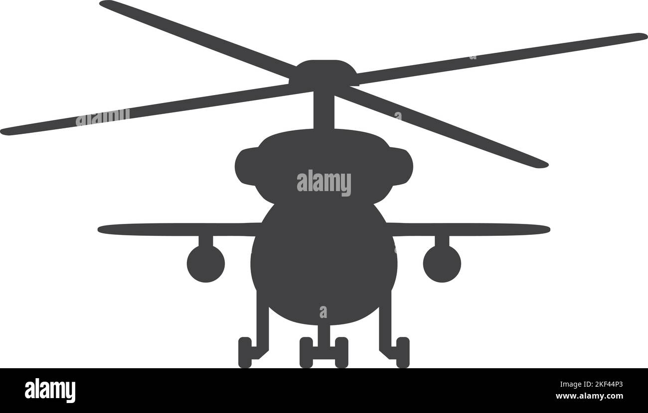 Military helicopter black silhouette. Air force transport Stock Vector