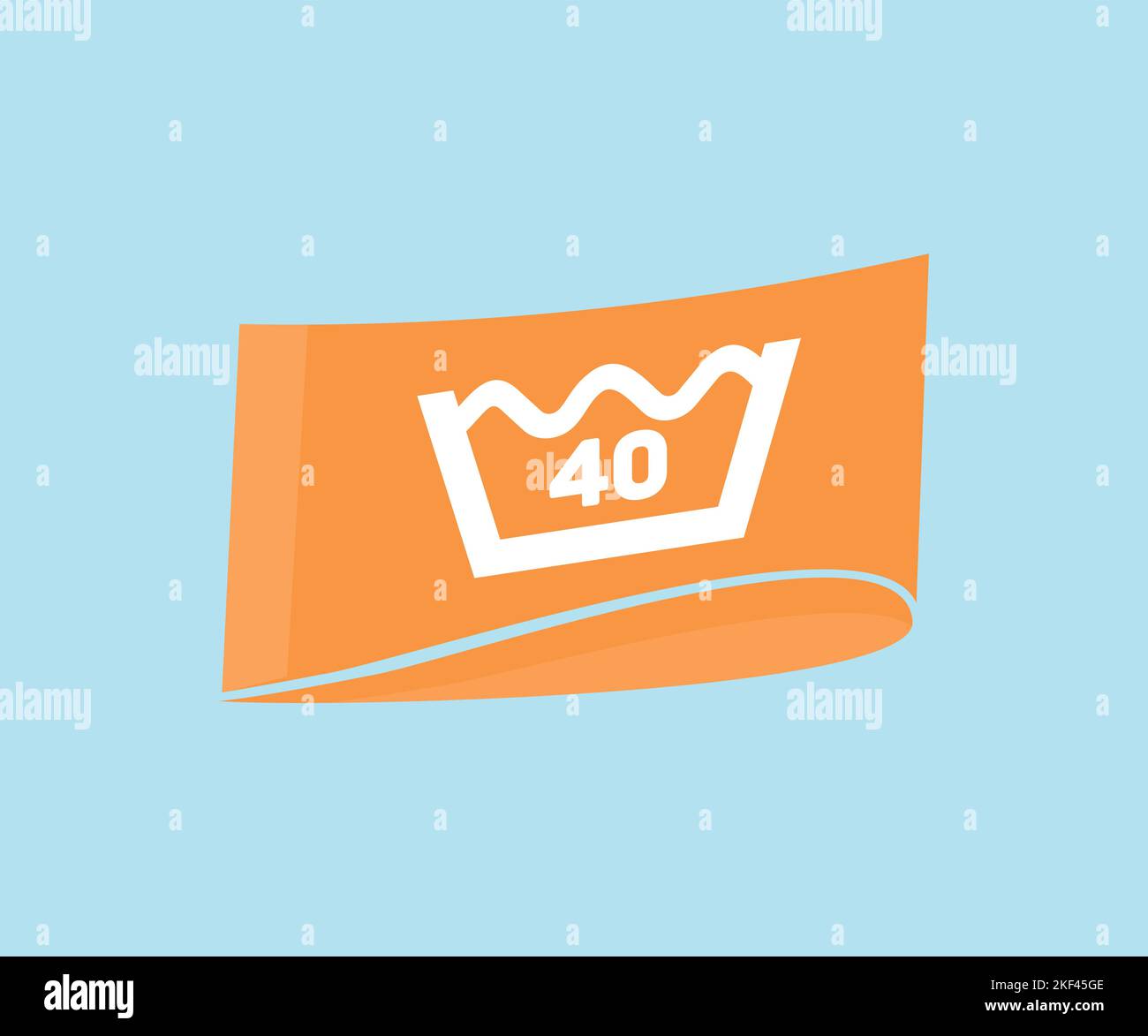 Wash at 40 degree label logo design. Water temperature 40C. Laundry washing, Laundry concept