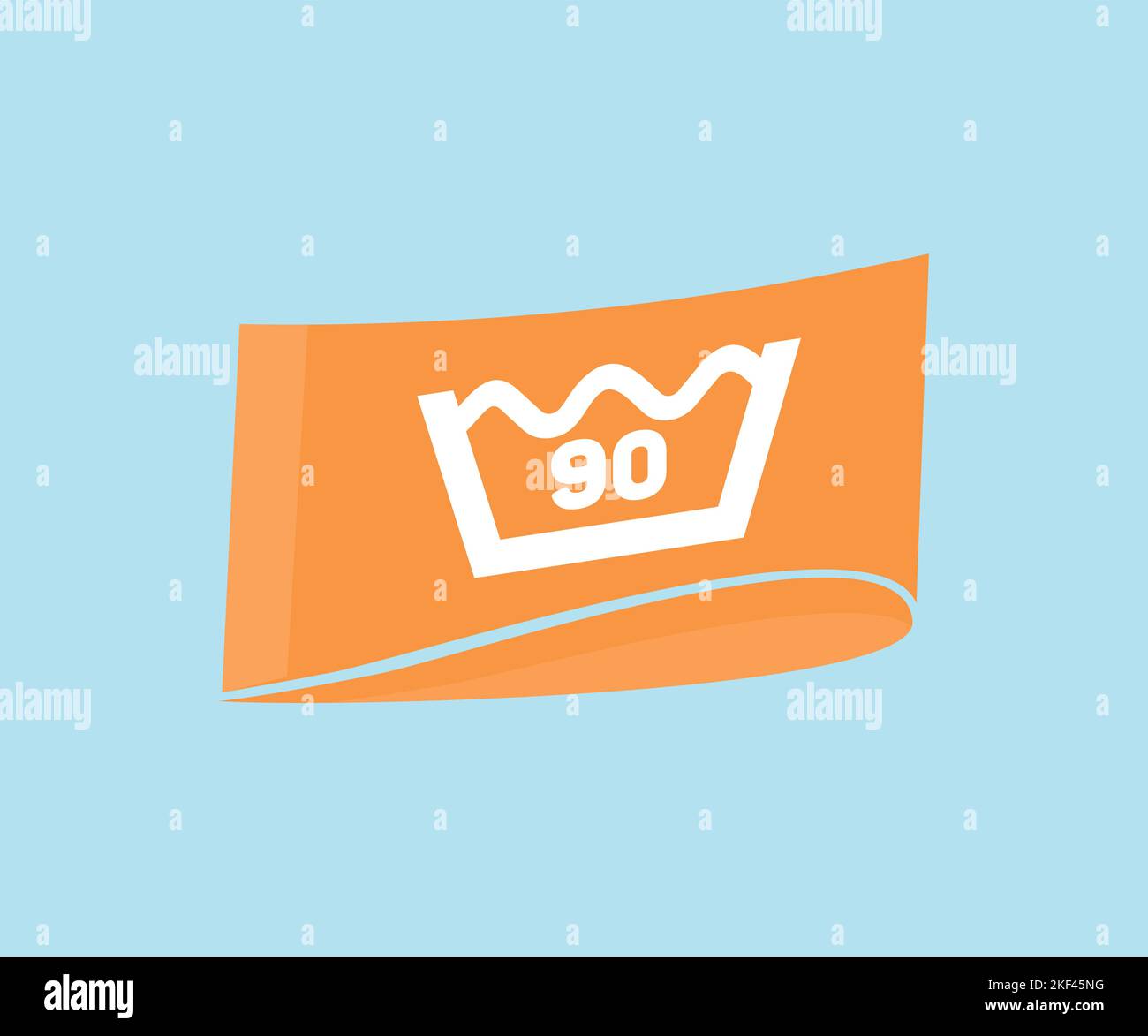 Wash at 90 degree label logo design. Water temperature 90C. Laundry