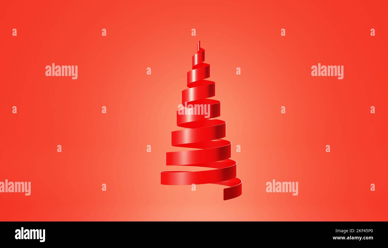 Christmas ribbon tree. 3D illustration Stock Photo - Alamy