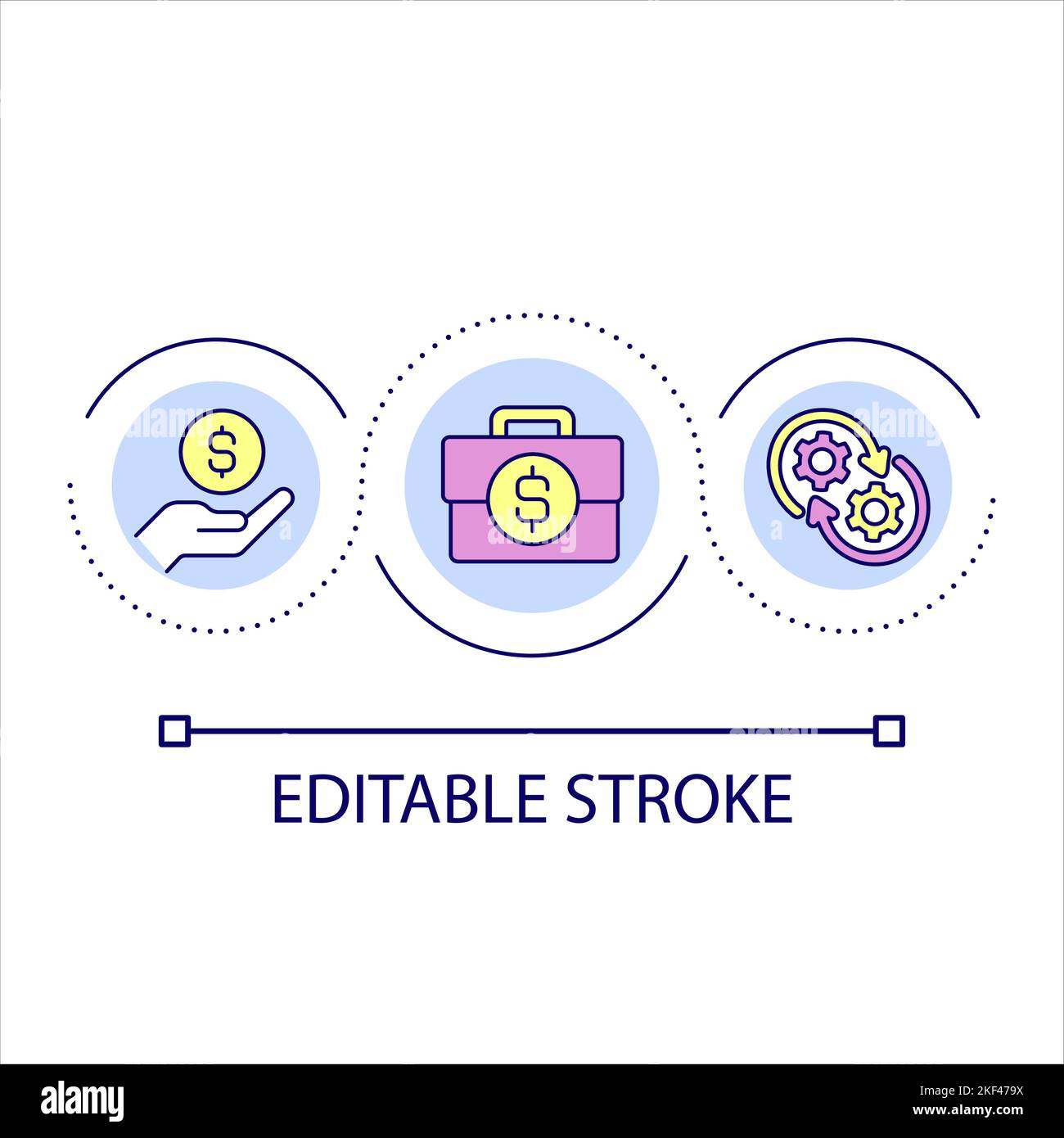Company budget management loop concept icon Stock Vector