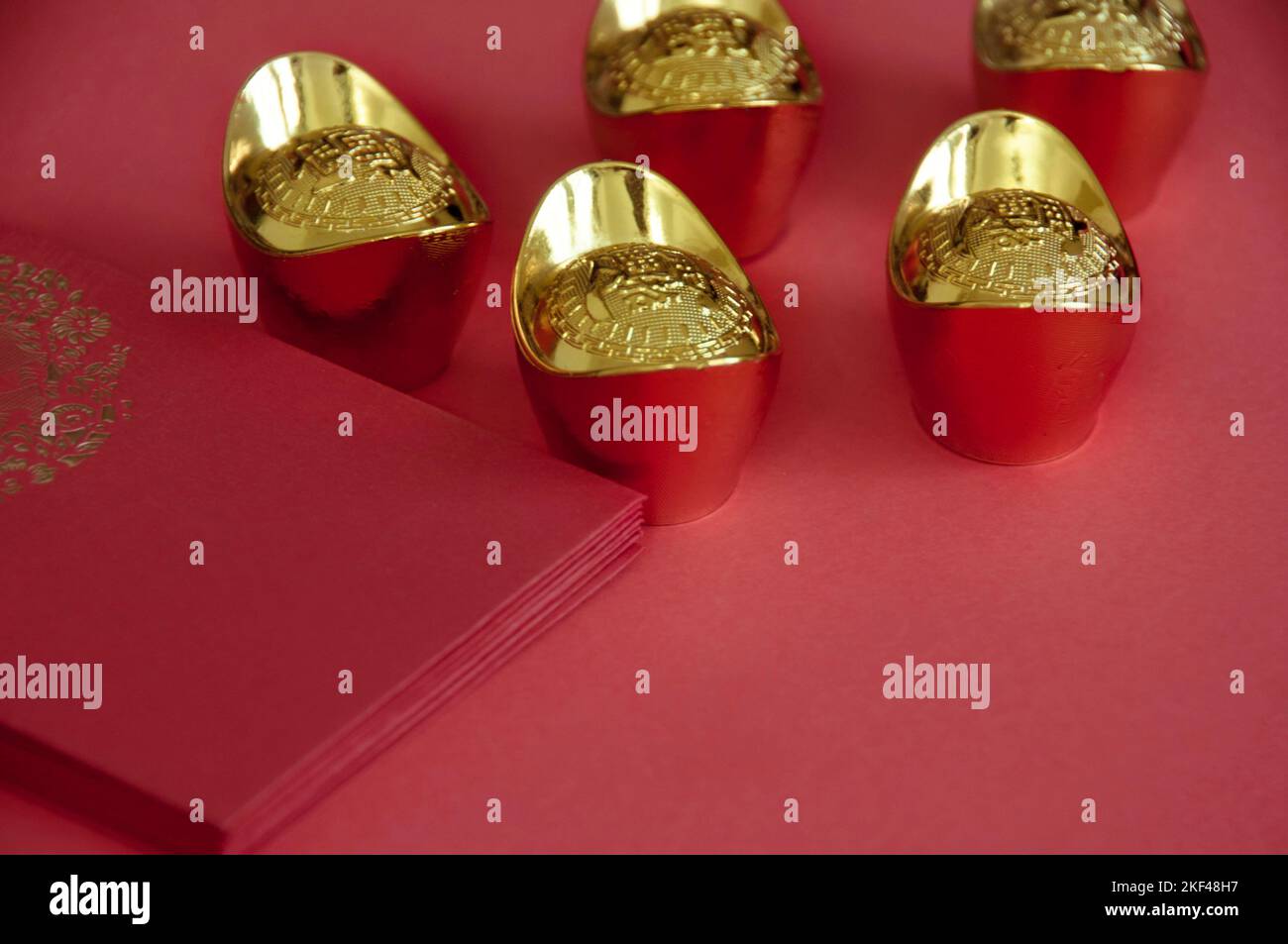 Chinese New Year packets with Chinese Gold Ingots. Chinese new year