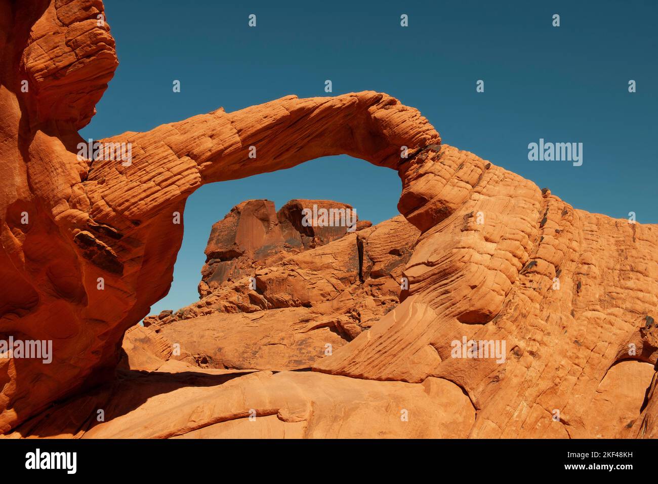 Arch Rock Felsbogen im Abendlicht, Valley of Fire State Park, Nevada, USA, Nordamerika Stock Photo