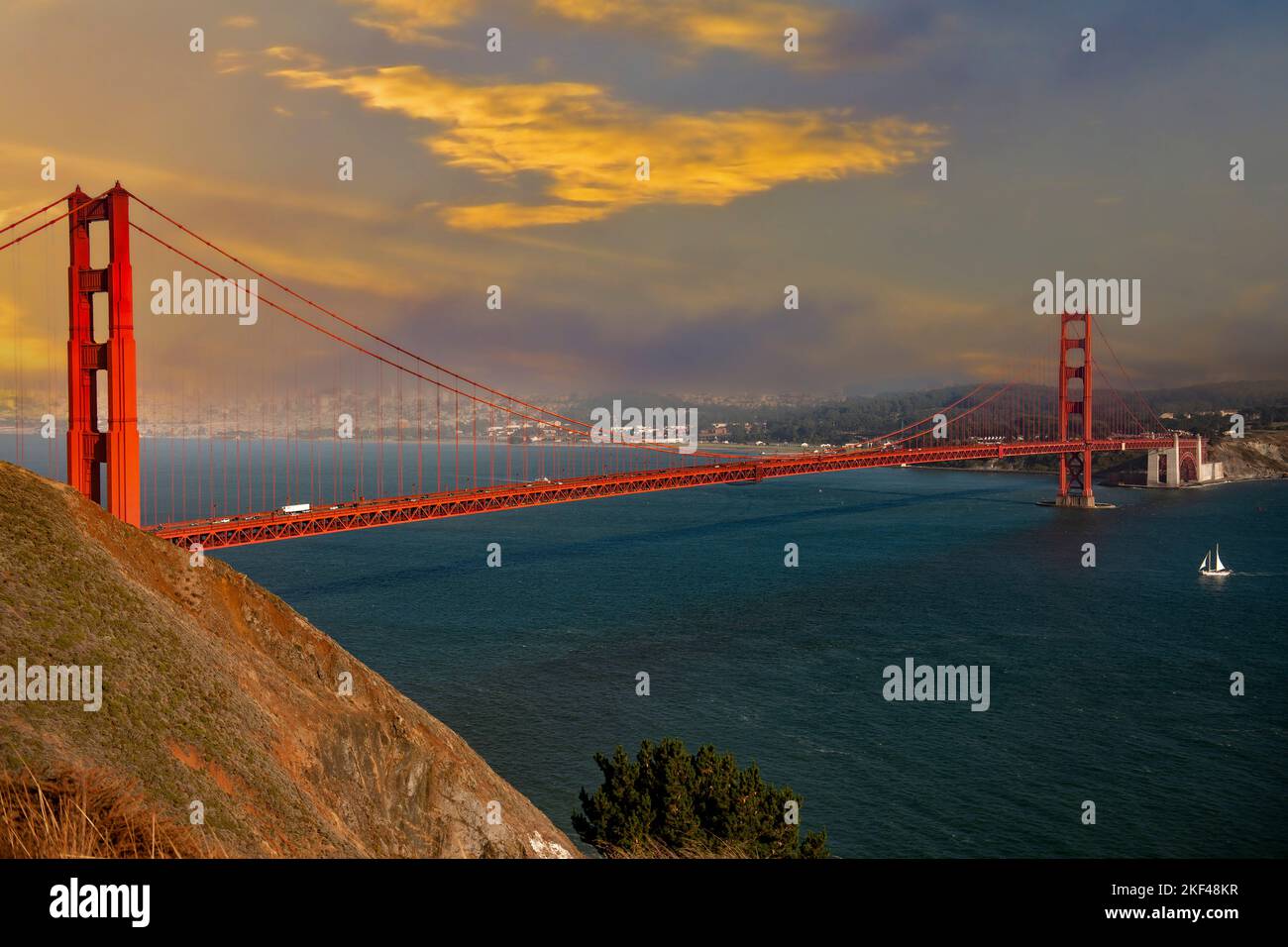 Golden Gate Bridge im Abendlicht, San Francisco, Kalifornien, USA, Nordamerika Stock Photo